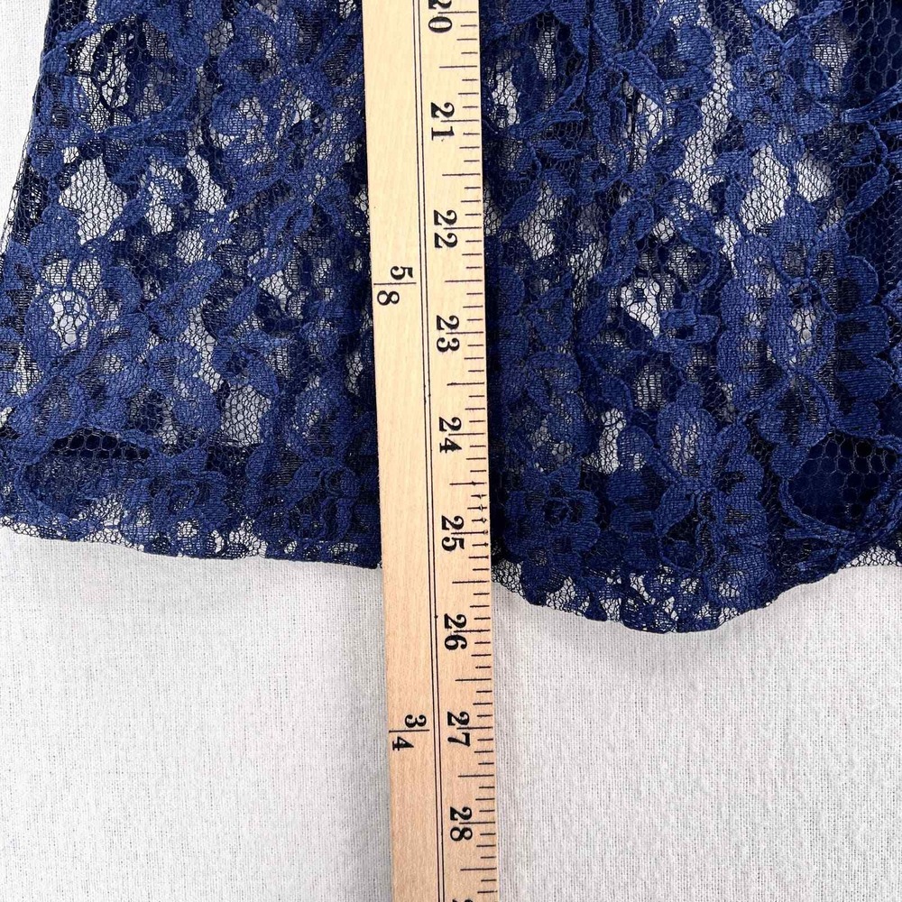 VICTORIAS SECRET Lace Button Up Top Medium Blue Vintage Gold Label Short Sleeve - Picture 13 of 14